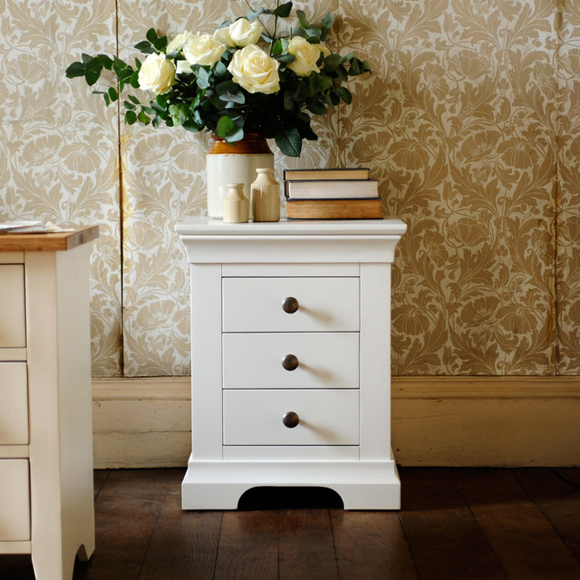 Chantilly White 3 Drawer Bedside farmhouse-bedroom