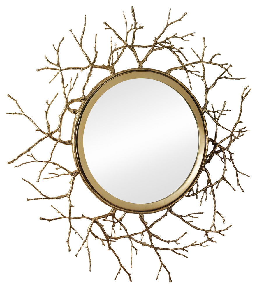 Twig Mirror Brass Contemporary Wall Mirrors by Hudson Home Decor