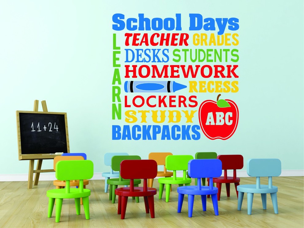 Decal, Wall School Days Learn Teacher Gets Desks, 20x20", 20X20
