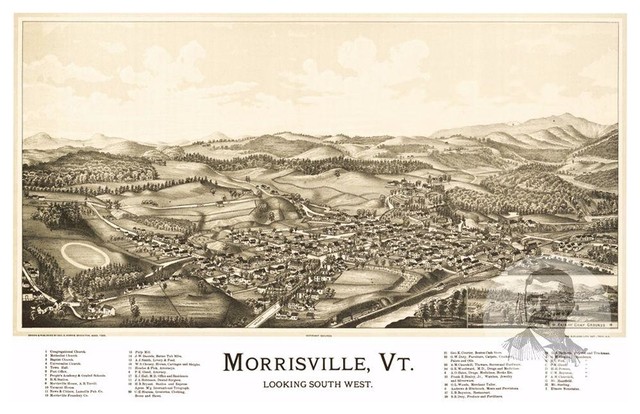 Historic Morrisville, VT Map 1889, Vintage Vermont Art Print Decor, 18 ...