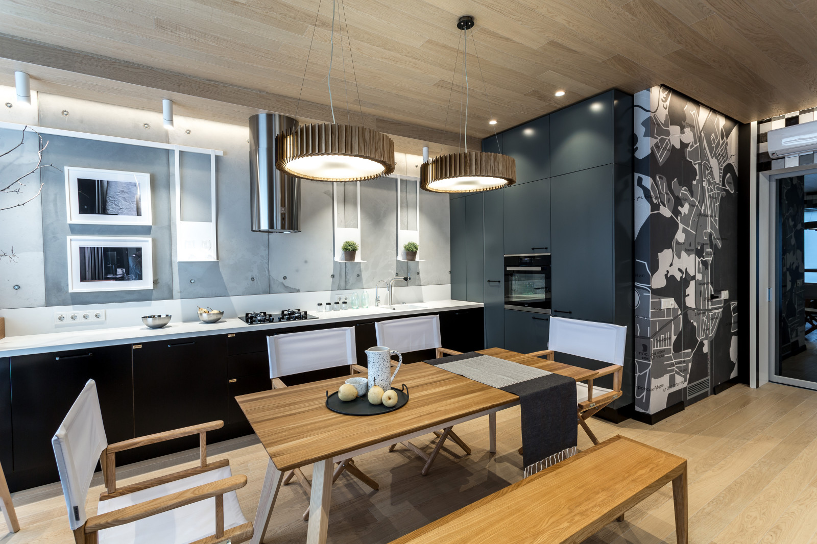 Кухня-Гостиная в серых оттенках