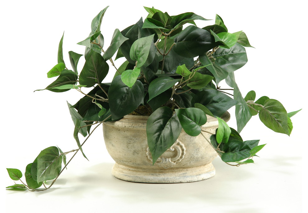 D&W Silks Philo Ivy in Oblong Ceramic Planter