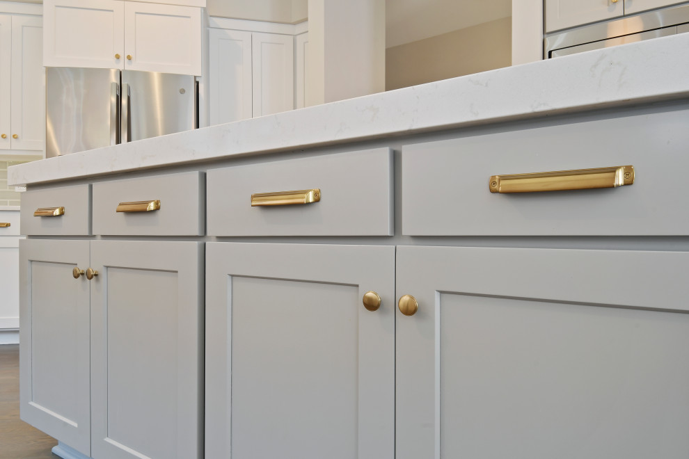 Example of a transitional home design design in Chicago