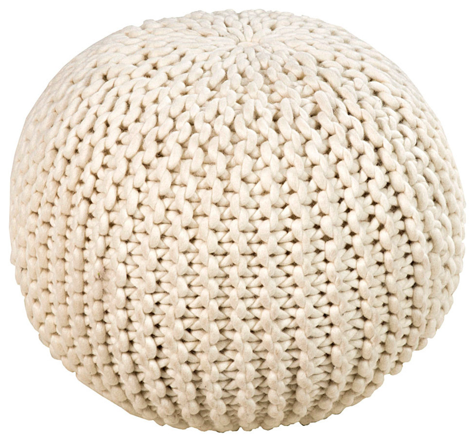 Round Wool Knit Pouf