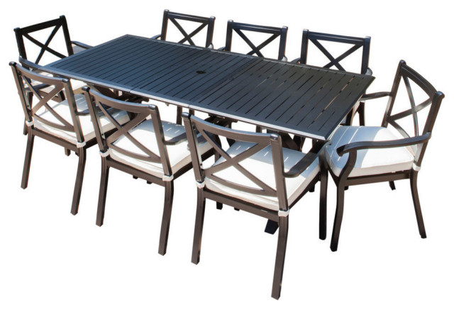 9 piece cast aluminum dining set