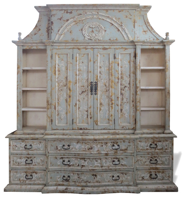 French Old World Entertainment Center Paris Celeste Distressed With Old World Entertainment Center Paris Celeste Distressed With Doors Traditional Centers And Tv Stands By Lutina Furniture