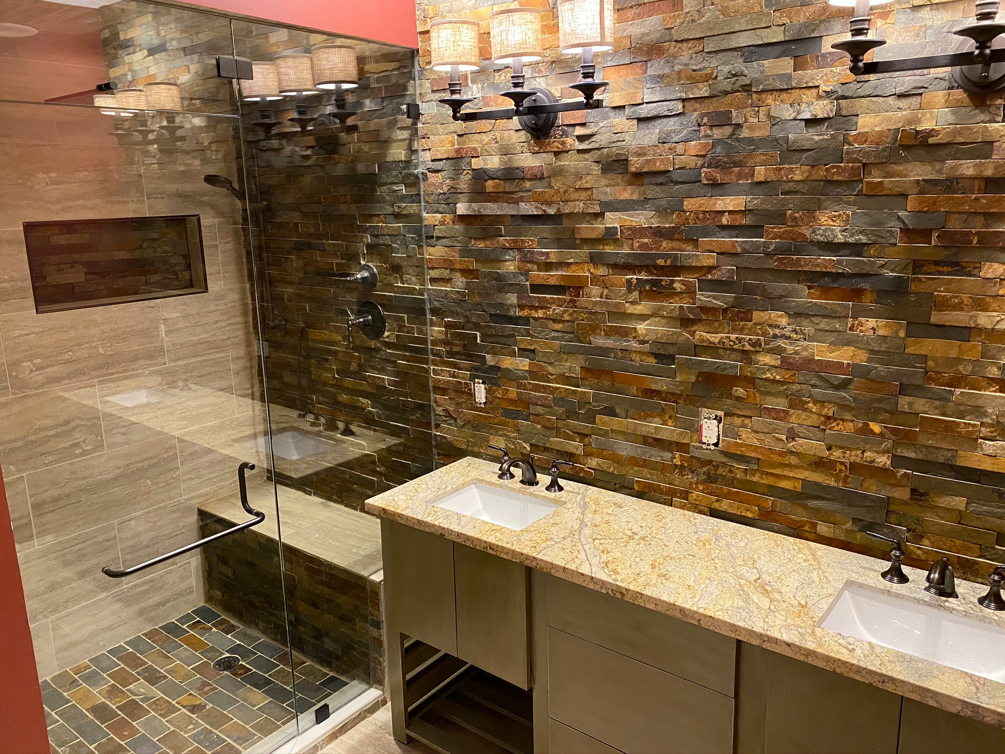 Slate Stone wall Bathroom