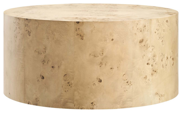 Cosmos 35" Round Burl Wood Coffee Table, Natural Burl - Transitional ...