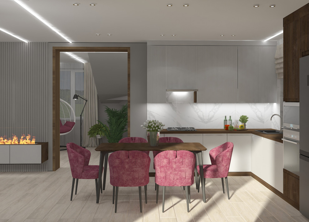 Кухня - гостиная (31,3 кв.м)  в частном доме