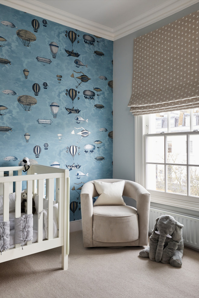 Inspiration for a transitional nursery in London.