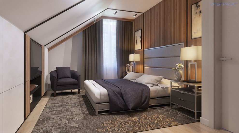 уютня спальня в мансардном этаже