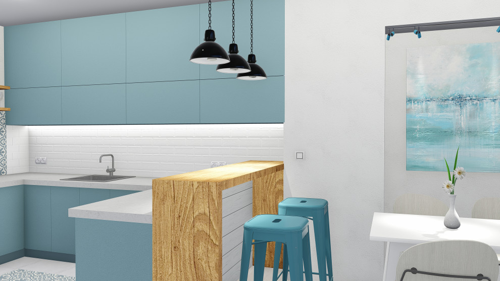 Кухня-столовая в средиземноморском стиле