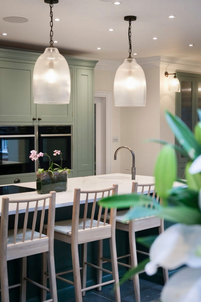 Beautiful Sage Open Plan Kitchen Home Remodel