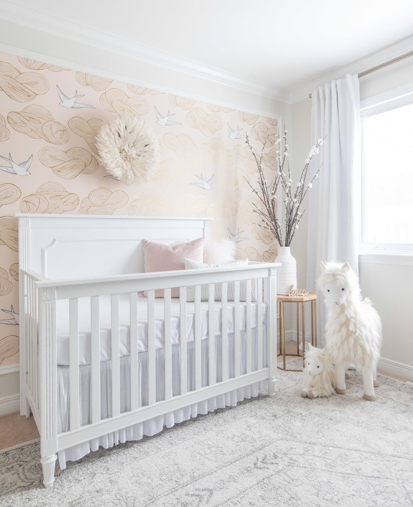Inspiration for a mid-sized traditional nursery for girls in Ottawa.