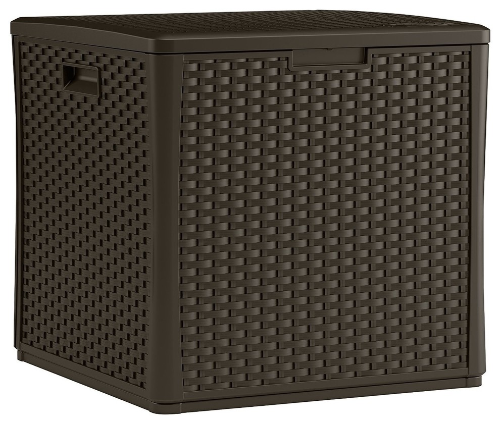 Suncast Outdoor Storage Cube, Plastic, Brown, 60 gal. Contemporary