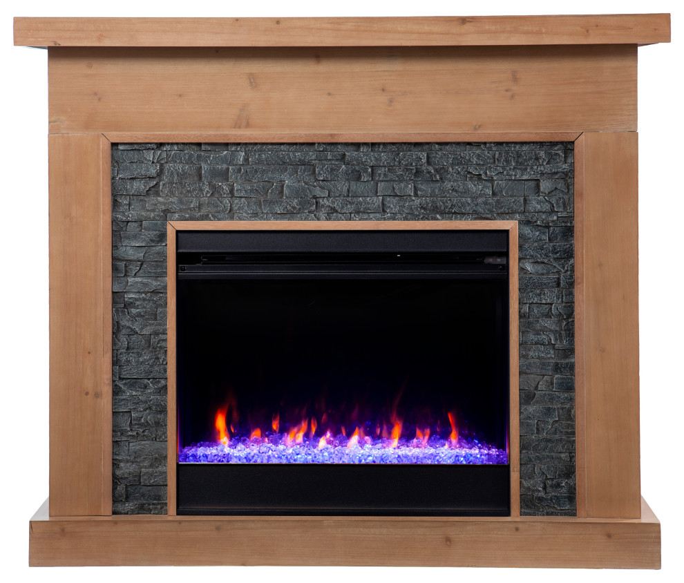 Adalyn Color Changing Fireplace With Faux Stone Surround