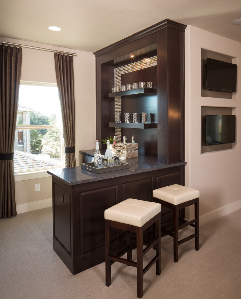 Inspiration for a transitional home bar remodel in Austin