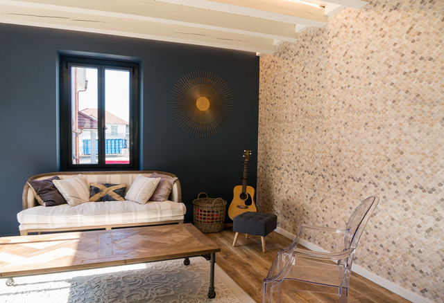 La maison bleue eclettico-soggiorno