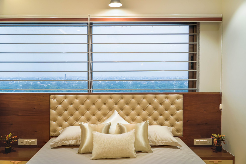Modern bedroom in Ahmedabad.