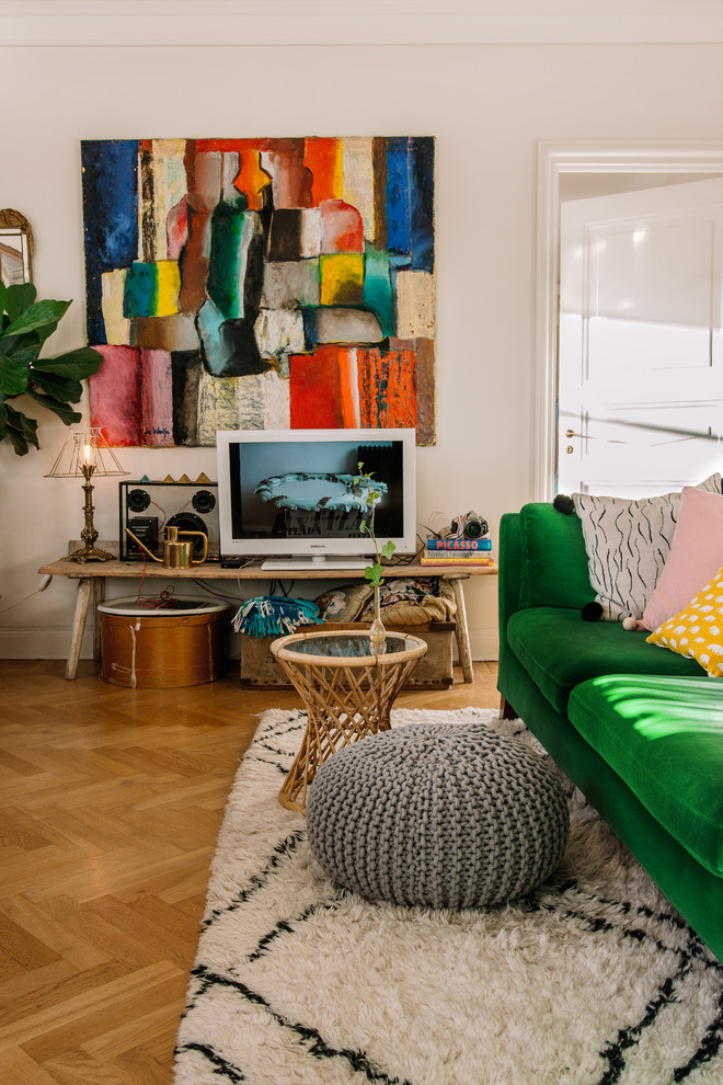 Eclectic living room in Stockholm.