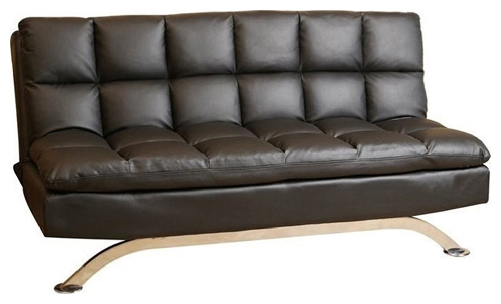 Vienna Leather Euro Lounger Sofa, Black Contemporary Futons by