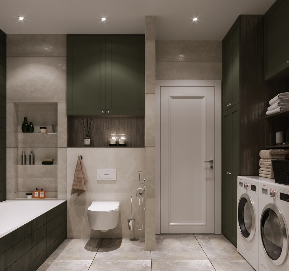 Ванная комната с постирочной