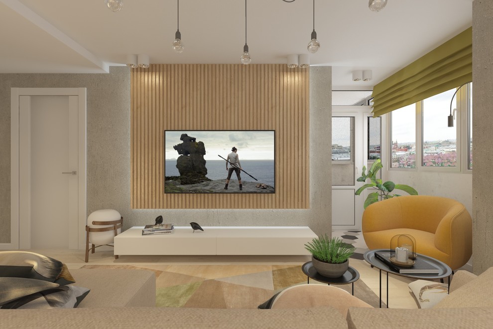 Гостиная-студия для современной молодой семьи