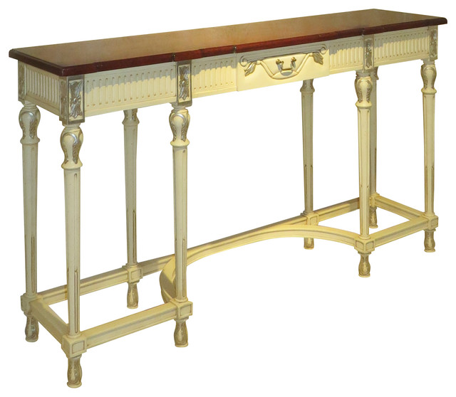 Gerome Console Table With Burl Wood Top Traditional Gerome Console Table With Burl Wood Top