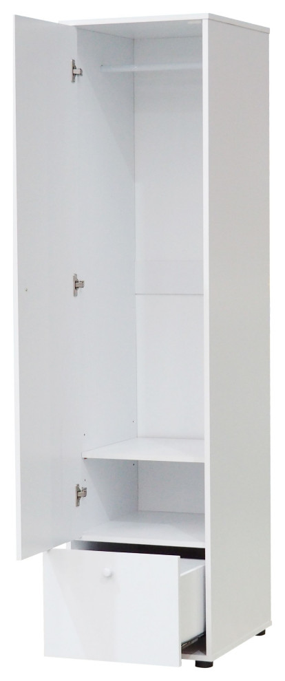 getuige voor leveren Tilley Single Door Wardrobe Armoire Closet With Hanging Storage, White Wood  - Contemporary - Armoires And Wardrobes - by Pilaster Designs | Houzz