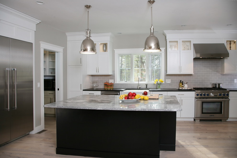 Inspiration for a transitional kitchen remodel in Boston
