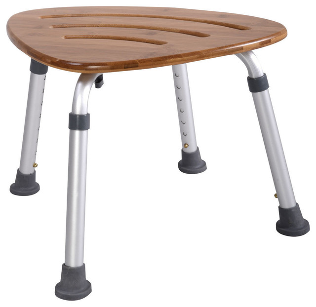 Costway Bamboo Bath Seat Shower Chair Triangular SlipResistant Rubber