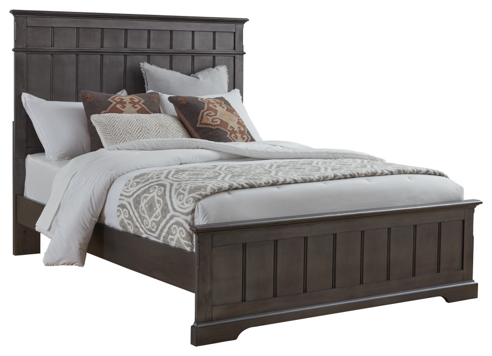 Cortland King Bed, Light Steel Gray Transitional Platform Beds by