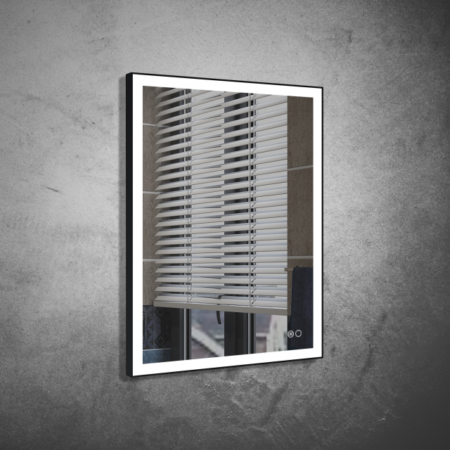 Framed LED Lighted Bathroom Vanity Mirror With Defogger Modern