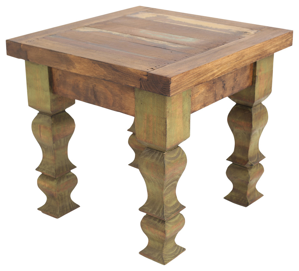 Rustic Old Door Reclaimed Wood End Table French Country Side Tables And End Tables by