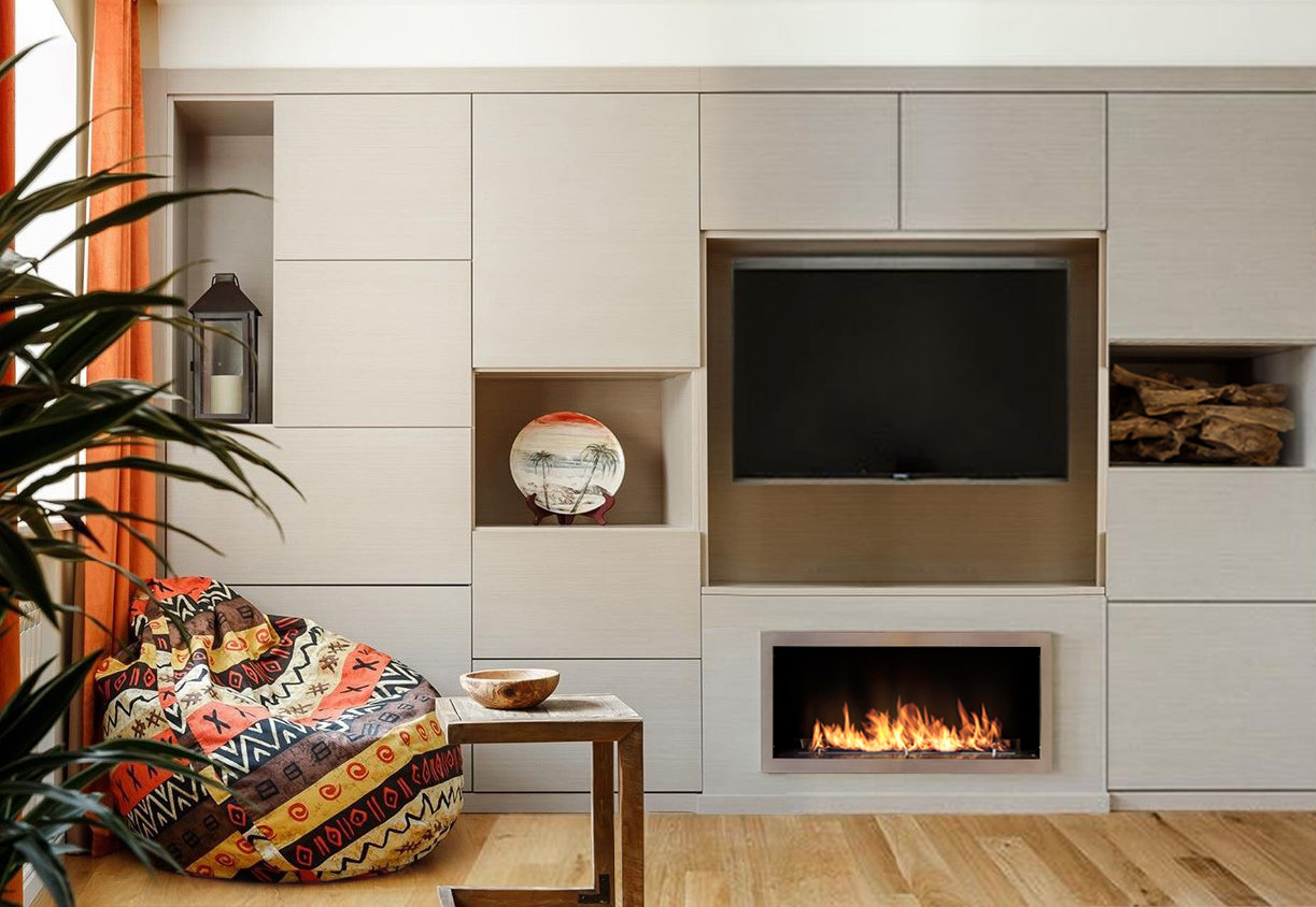 Гостиная с биокамином Planika Fire Line Electronic 990