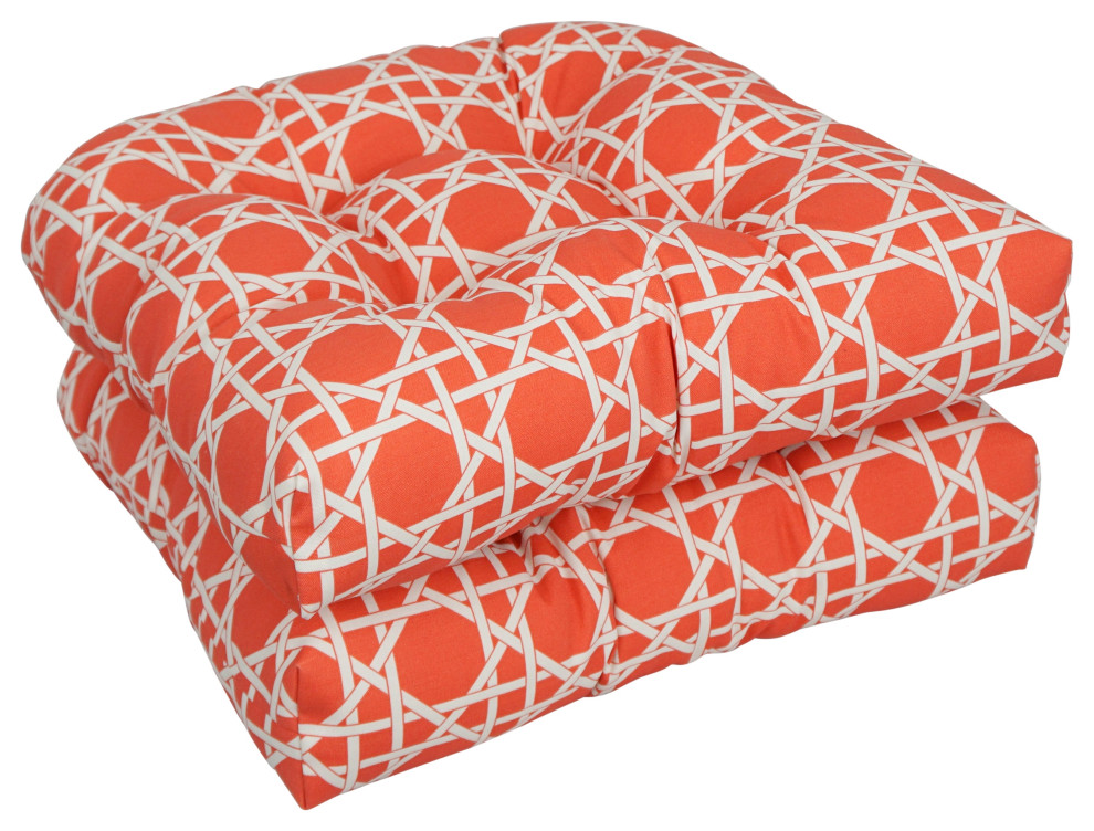19" UShaped Dining Chair Cushions, Set of 2, Kane Coral Contemporary
