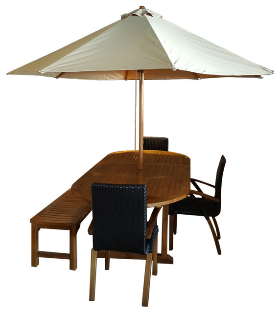 Natural Tone Teak Wood Umbrella 2 Inch Shaft Contemporary Outdoor Umbrellas By Chic Teak