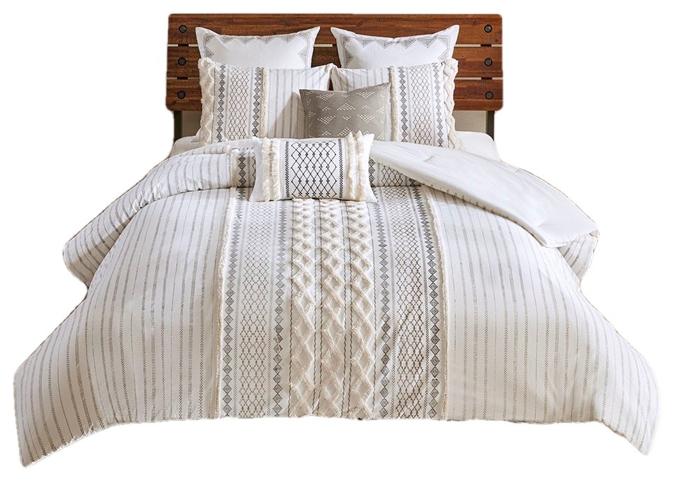 INK+IVY Cotton Cal King Comforter Mini Set in Ivory Finish II10-995