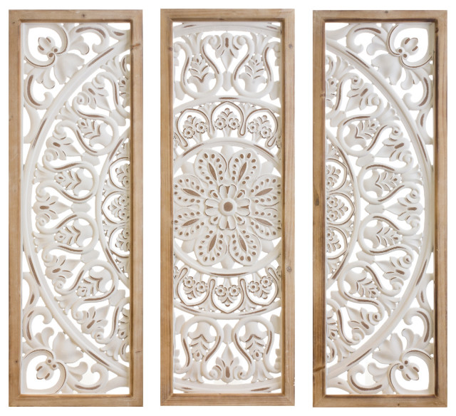 Ornate Metal Panel Wall Art, 3Piece Set French Country Metal Wall