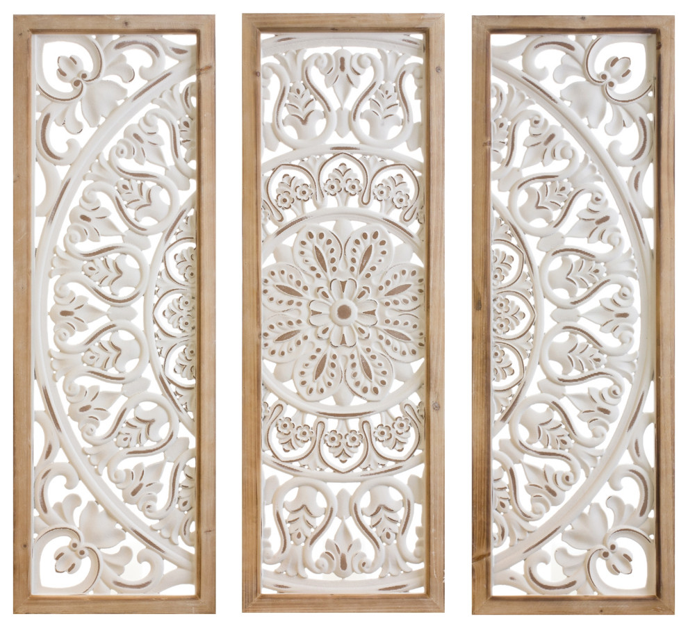 Ornate Metal Panel Wall Art, 3Piece Set French Country Metal Wall