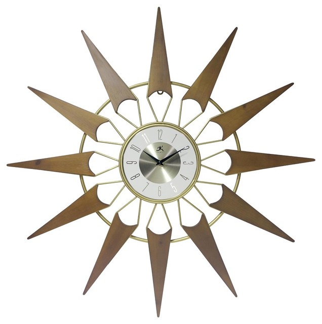 Gold Wood Wall Nova 30 5 Midcentury Clocks By Infinity Instruments Ltd - Mid Century Modern Wall Clock History Gold Wood Wall Nova 30 5 Midcentury Clocks By Infinity Instruments Ltd - Mid Century Modern Wall Clock History