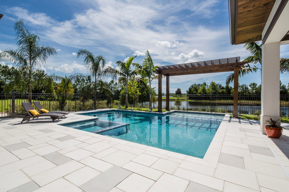Transitional pool photo in Tampa