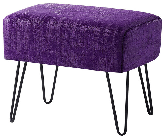 Textured Velvet Ottoman, Imperial Purple
