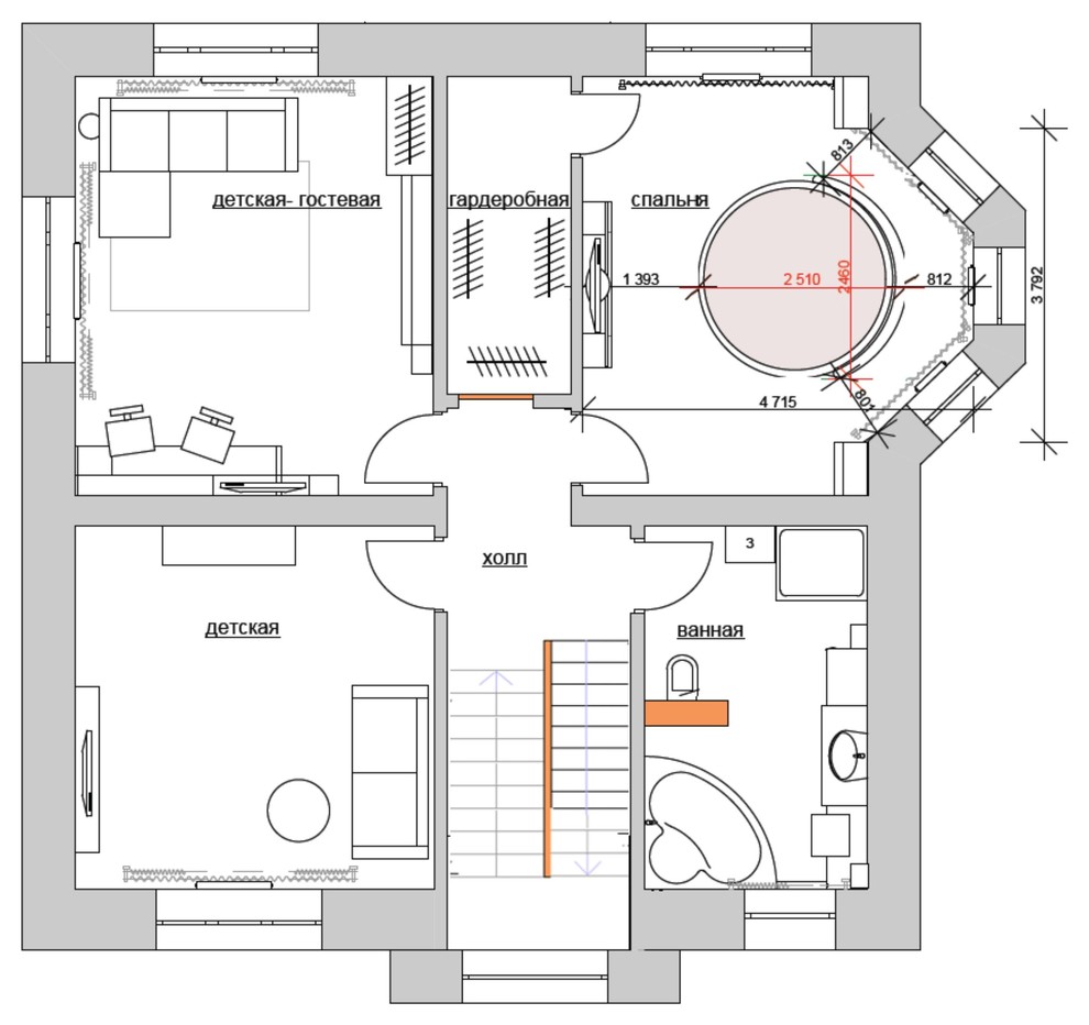 Яркий дом в пригороде. 2016г.