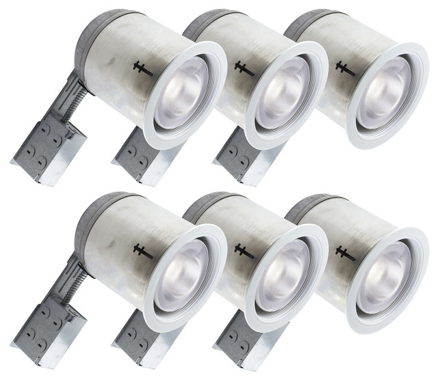 Bazz 7" White Baffle Recessed Halogen Lighting Kits, 6Pack