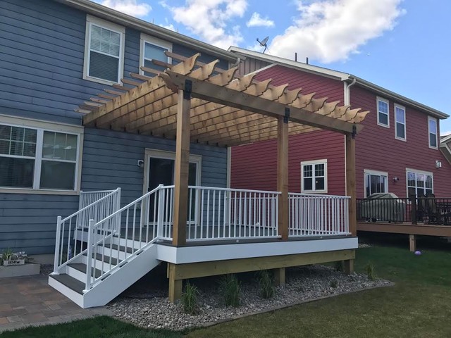 Wood Deck W/ White Railing contemporary-terrace