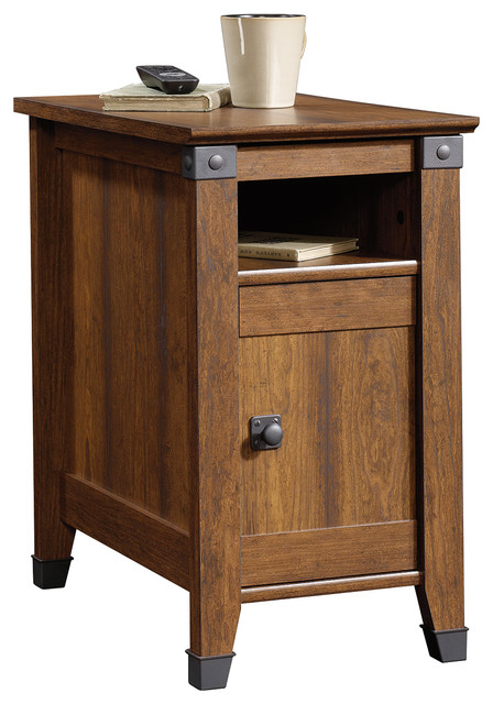 Sauder Carson Forge Side Table In Washington Cherry Industrial Sauder Carson Forge Side Table In