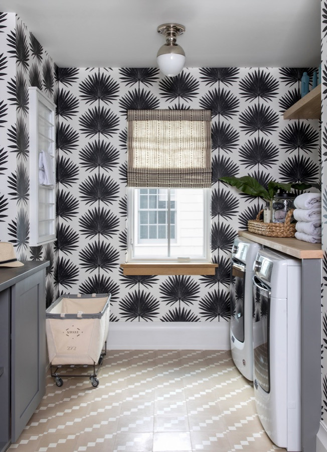 Example of a transitional laundry room design in New York