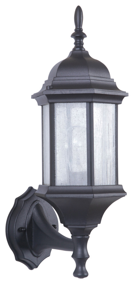 Hex Style 1 Light Outdoor Wall Lantern In Textured Matte Black (Z290-TB-CS)