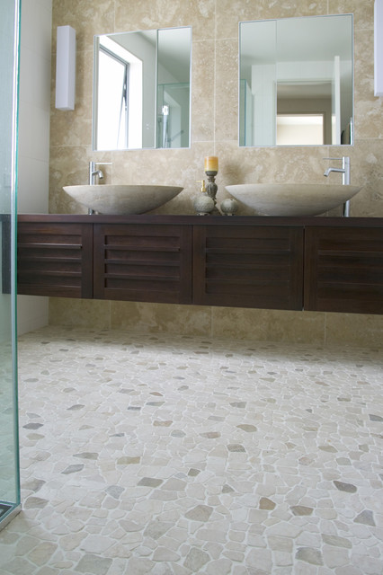 Bath Floor Pebble Tile Island Stone random pebble floor contemporary-wall-and-floor-tile